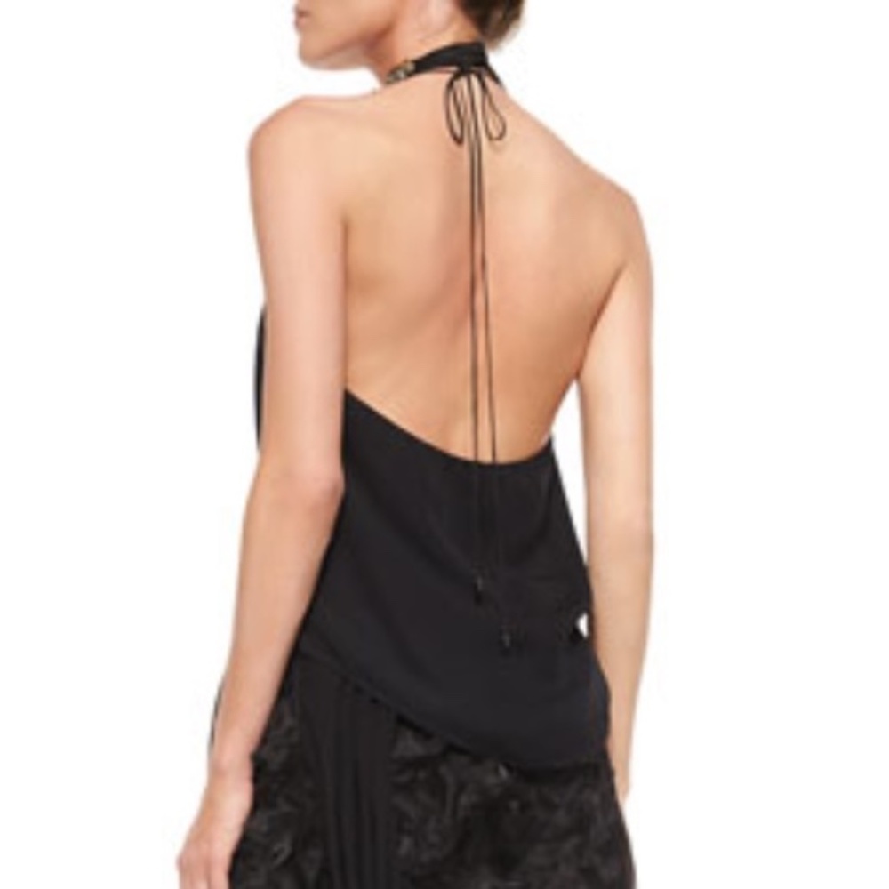 NWT Haute Hippie Anthropologie Flowy 100% Silk Black Halter Top Sz. S - Picture 2 of 2